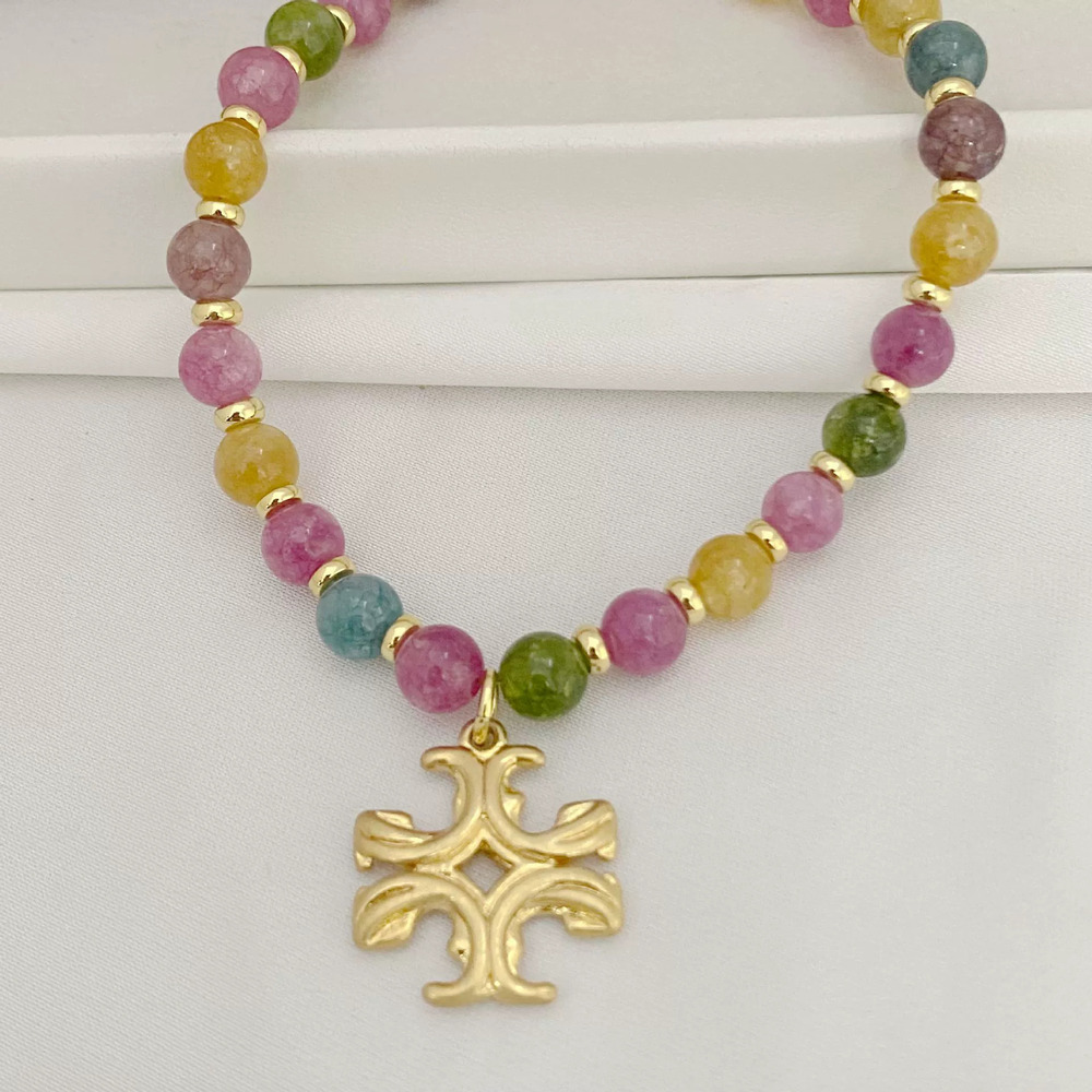 Tory Burch Vintage Asian Multicolor Agate Necklace